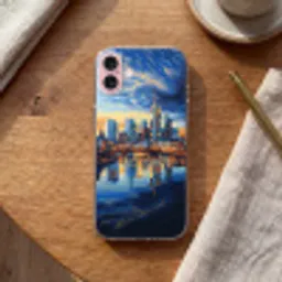 Zonsondergang Frankfurt - Stad - Skyline - Water Apple iPhone 16 klein -sfeer1
