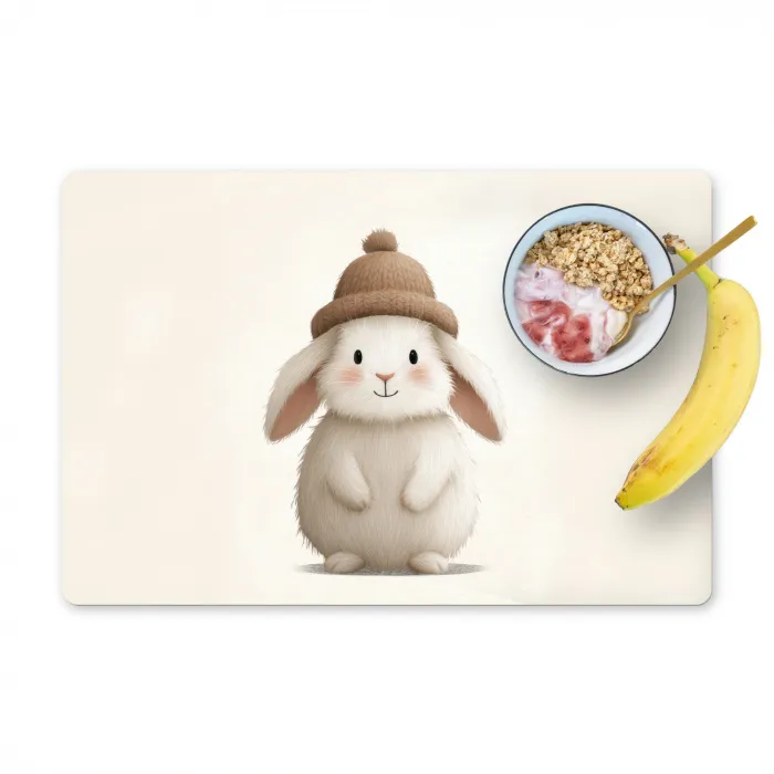 Konijn - Muts - Oren - Beige Placemat vinyl groot -zzzproduct_Kitchenyeah-website