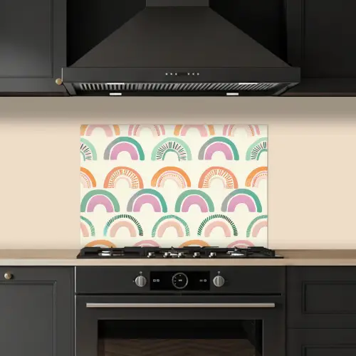 Regenboog - Pastel - Patroon keuken achterwand spatscherm klein -sfeer1