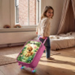 Paard - Bloemen - Vlinders Kinderkoffer - Roze klein -sfeer1
