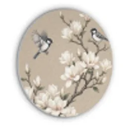 Oosters - Vogels - Beige Akoestische PET Vilt - Rond klein -3d