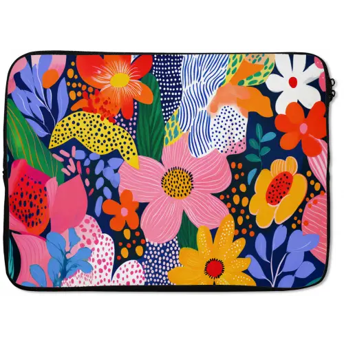 Kleurrijk - Bloemen - Abstract - Stippen laptophoes neopreen klein -zkaufland3dotto