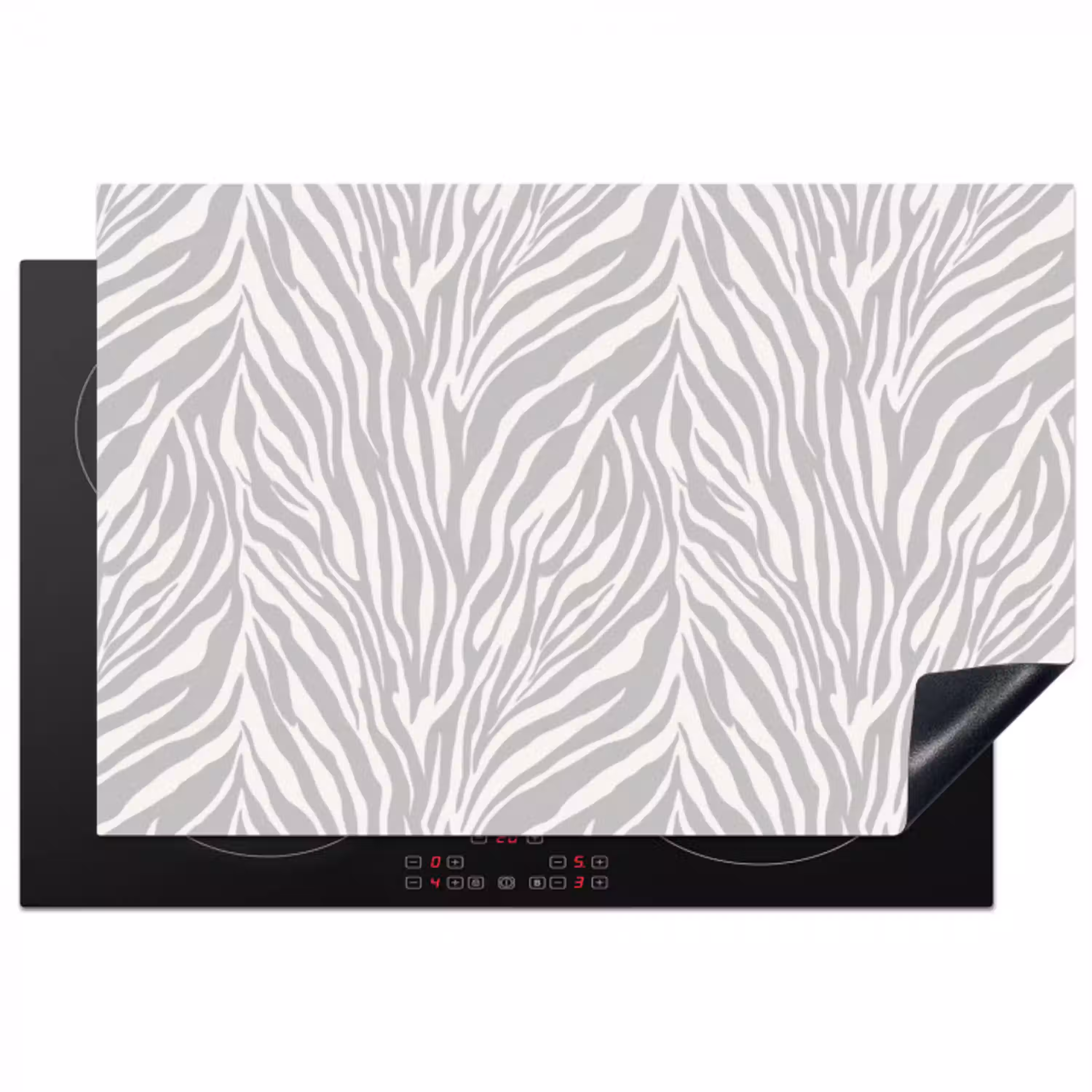 Zebra - Motief - Grijs Inductie beschermer vinyl 3mm klein 276 -3d