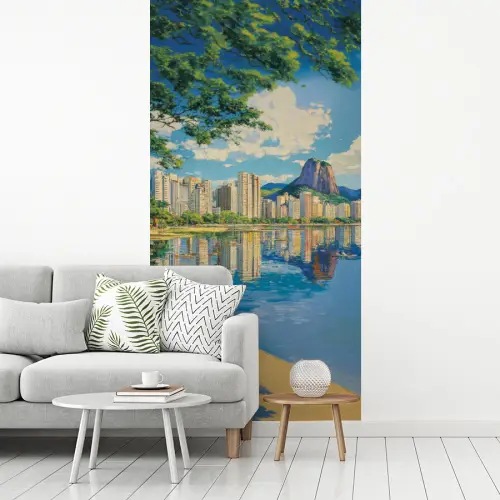 Berg - Skyline - Strand - Water fotobehang vinyl groot -woonkamer