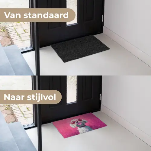 Pink - Hond - Bubbel Deurmat klein -voor-na_NL