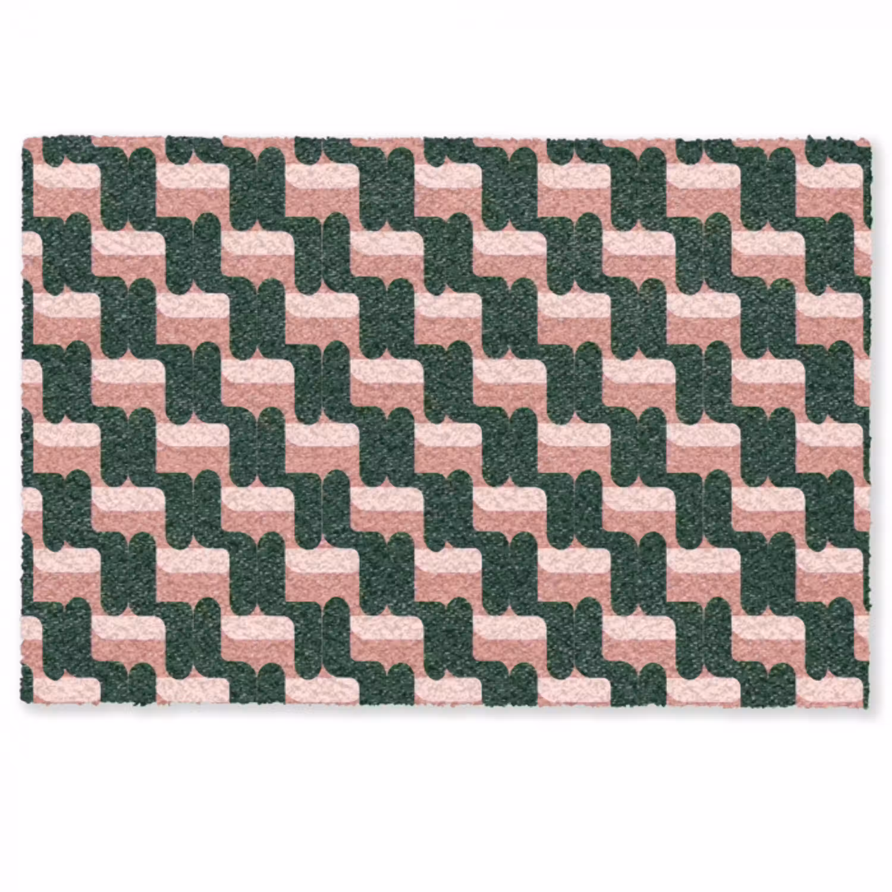 Vlechtpatroon - Groen - Roze - Geometrisch Deurmat klein 898 -zkaufland3d