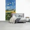 Landschap - Strobalen - Bergen - Wolken fotobehang vinyl groot -slaapkamer