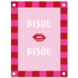 Kiss - Roze - Frans - Valentijn tuinposter los doek klein -3d