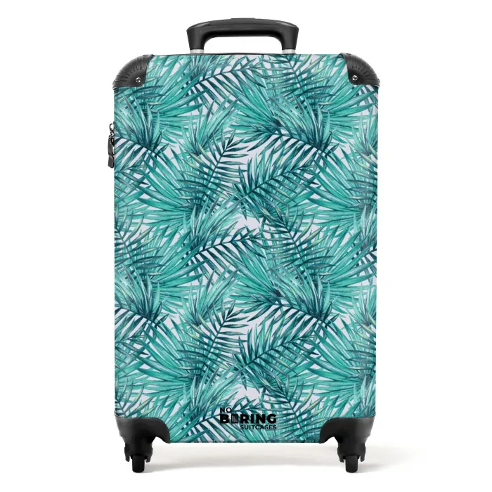Palm bladeren patroon licht blauw NBS - Handbagage koffer - Kinderen Unisex middel -productfoto_recht