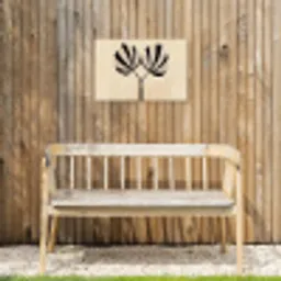 Bladeren - Gestreept - Stengel - Beige Tuinposter op houten frame 2 cm dik klein -sfeer4