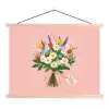 Bloemen - Lint - Kaartje textielposter latten blank klein -3d