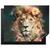 Leeuw - Leeuwenkop - Wilde dieren - Bloemen Inductie beschermer vinyl 3mm groot -3d