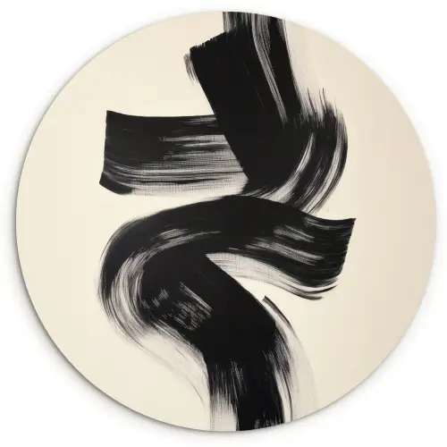 Strepen - Zwart - Abstract Wandcirkel plexiglas klein -3d