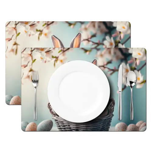 Konijn - Eieren - Mand Placemat vinyl groot -zzsfeer2_Kitchenyeah-website