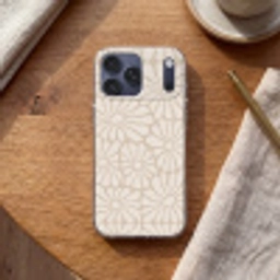 Bloemen - Print - Beige - Bruin - Minimalistisch Telefoonhoesje iPhone 17 Pro Max klein -sfeer1