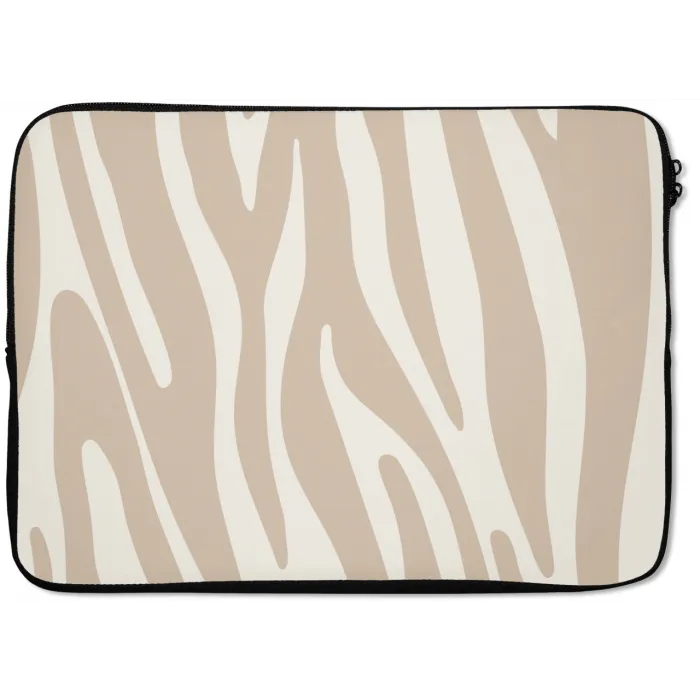 Zebraprint - Beige - Wit - Dierenprint laptophoes neopreen klein -zkaufland3dotto