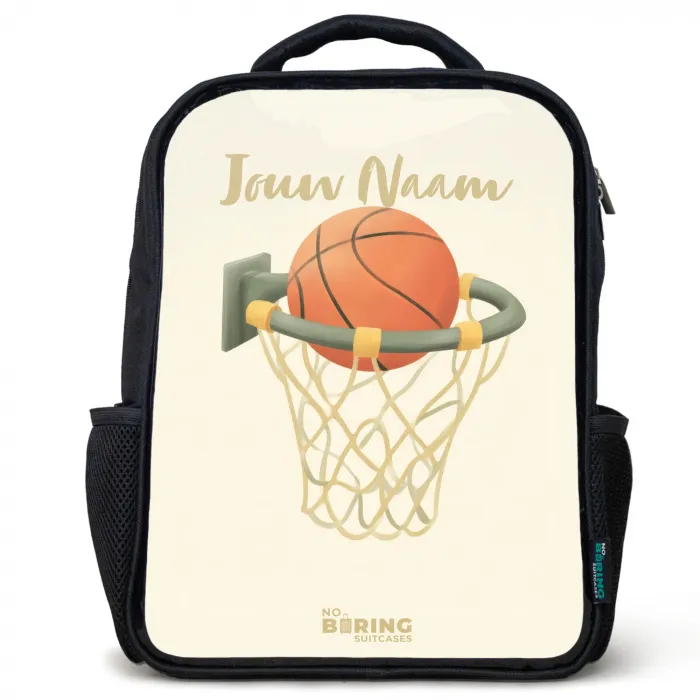 Basketbal in neutrale kleuren Rugzak - Zwart middel -3d