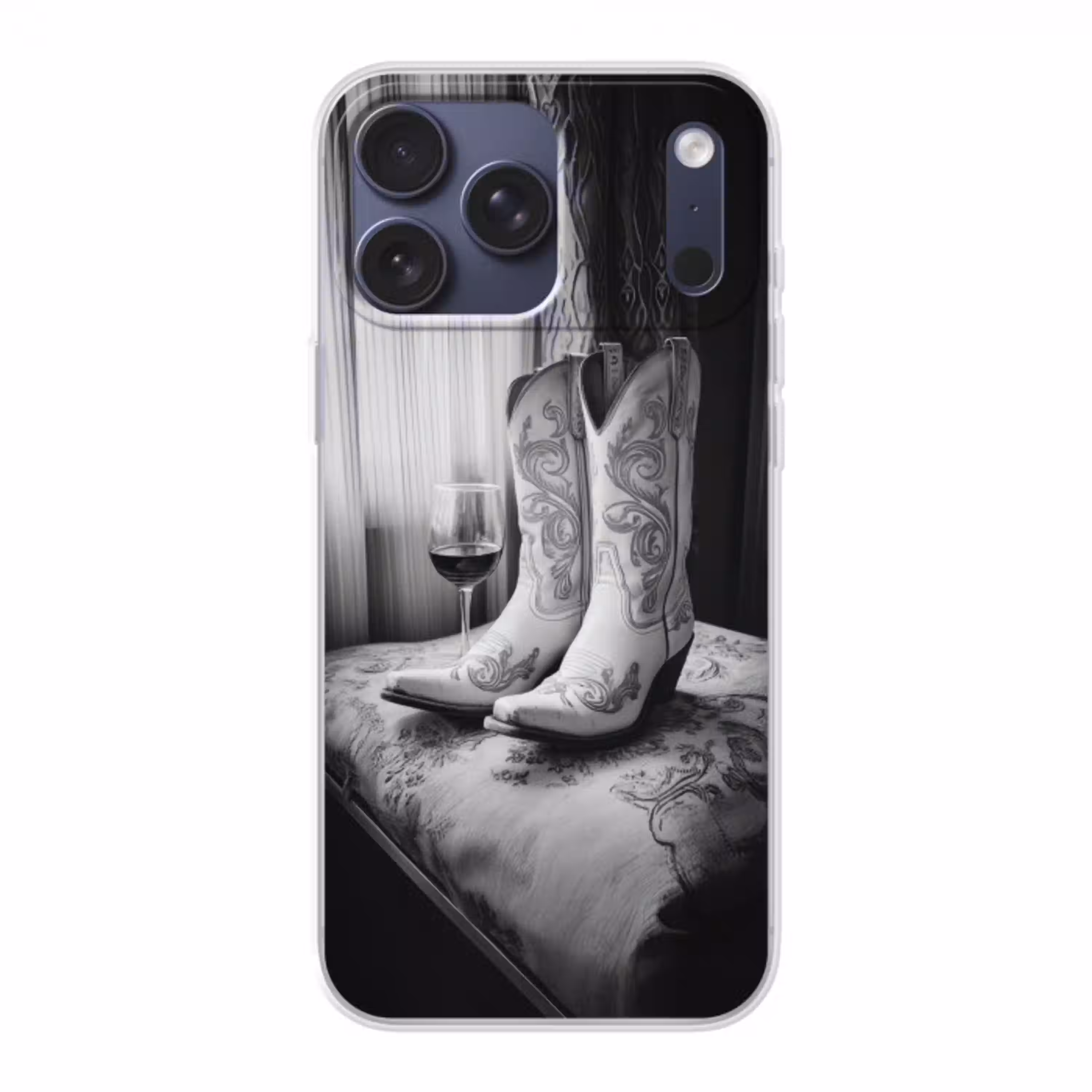 Wijn - Cowboylaarzen - Raamlicht - Wit Telefoonhoesje iPhone 17 Pro Max klein -3d