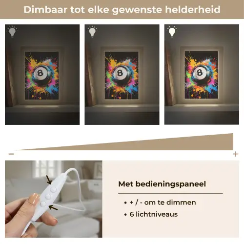 Graffiti - Sport - Pool bal - Biljart Light Box met kabel (Tafellamp) klein -USP_dimbaarNL