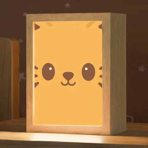 Kat - Simplistisch - Oranje - Vrolijk Light Box met kabel klein -zzz_3d_website