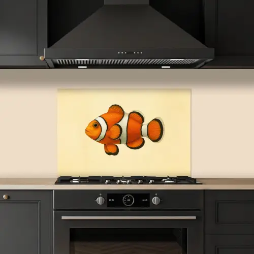 Vis - Oranje - Strepen keuken achterwand spatscherm klein -sfeer1