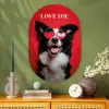 Hond - Hartjesbril - Loveyou - Rood Wandcirkel Ovaal Glas middel -sfeer2