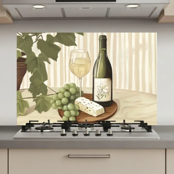 Wijn - Druiven - Kaas - Bladeren keuken achterwand spatscherm klein -3d_website