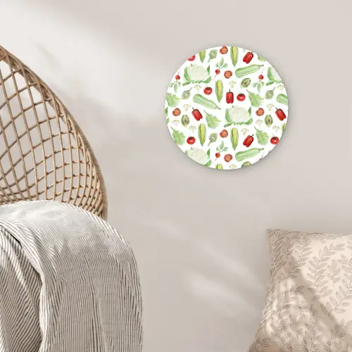 Patroon - Groen - Rood - Groente Wandcirkel plexiglas klein 852 -sfeer5