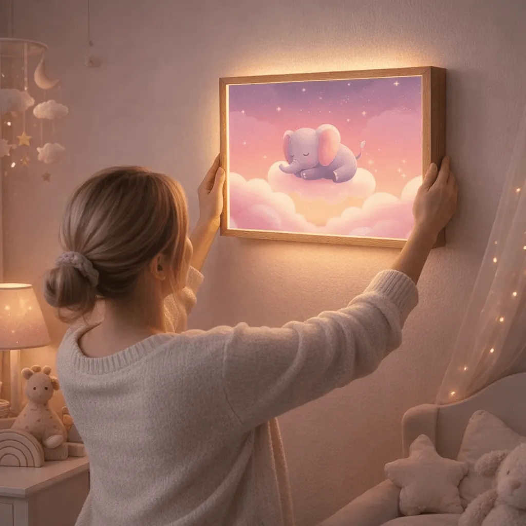 wandlamp installeren - moeder die wandlamp ophangt

