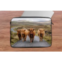 Schotse Hooglanders - Weg - Landschap - Kudde laptophoes neopreen klein -tafel