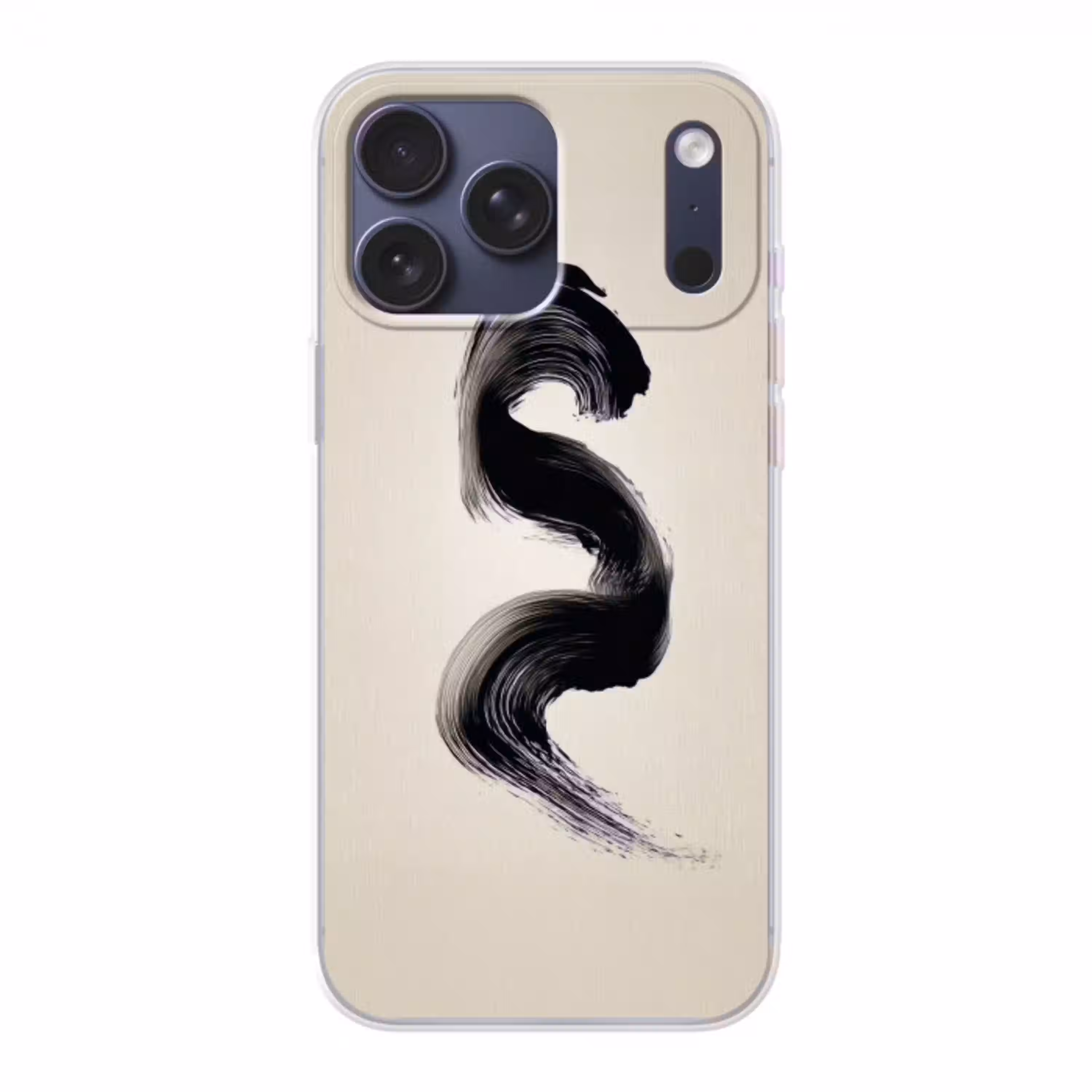 Penseelstreek - Zwart - Minimalistisch Telefoonhoesje iPhone 17 Pro Max klein -3d