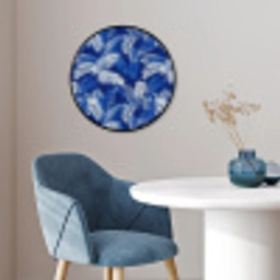 Palmblad - Patroon - Blauw Fotolijst rond zonder passe partout klein 856 -sfeer2