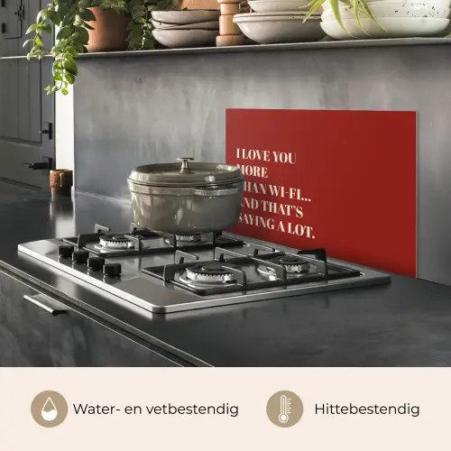 Rood - Quote - Liefde keuken achterwand spatscherm klein -usp_NL