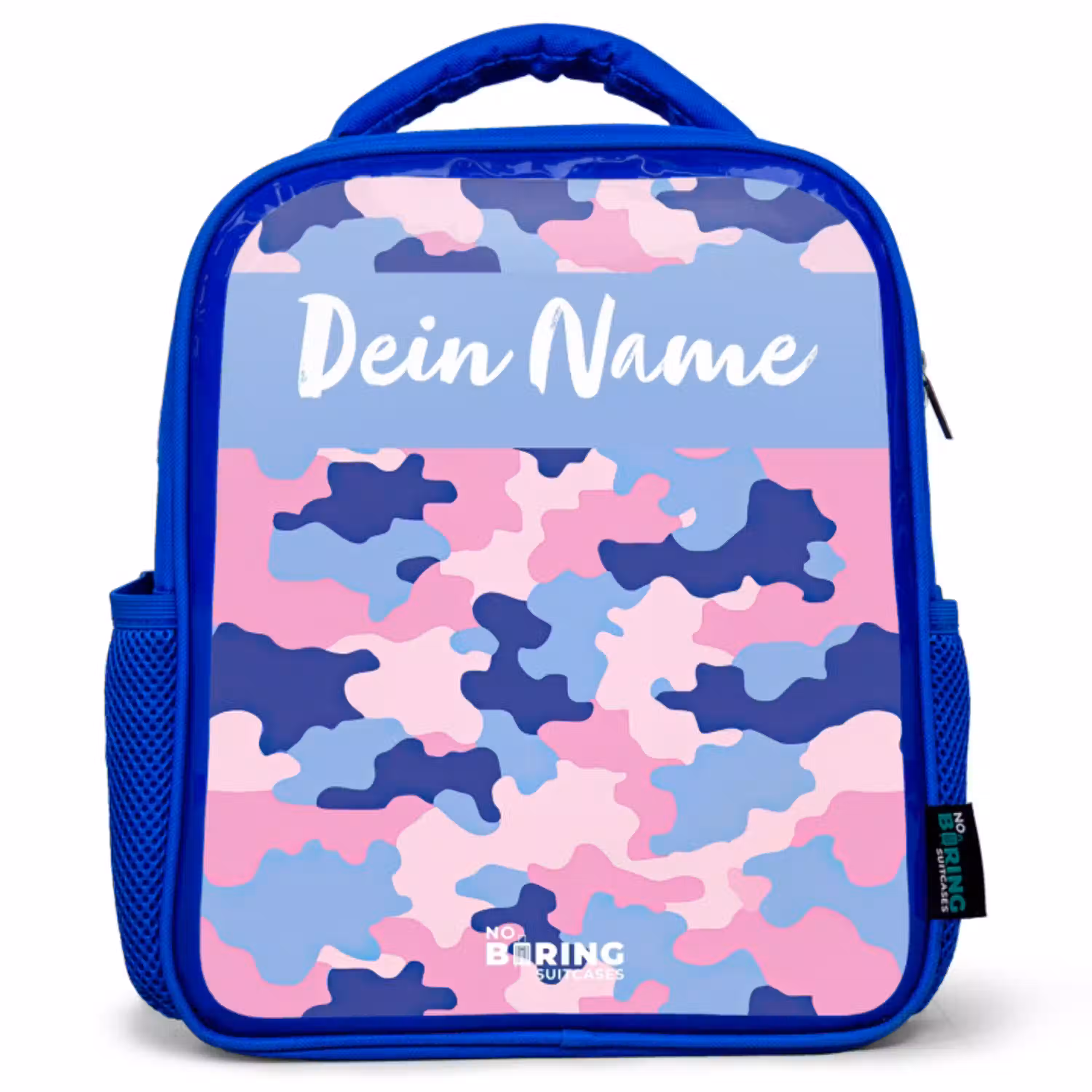Camouflage - Roze - Blauw Kinderrugzak - Blauw middel -3d