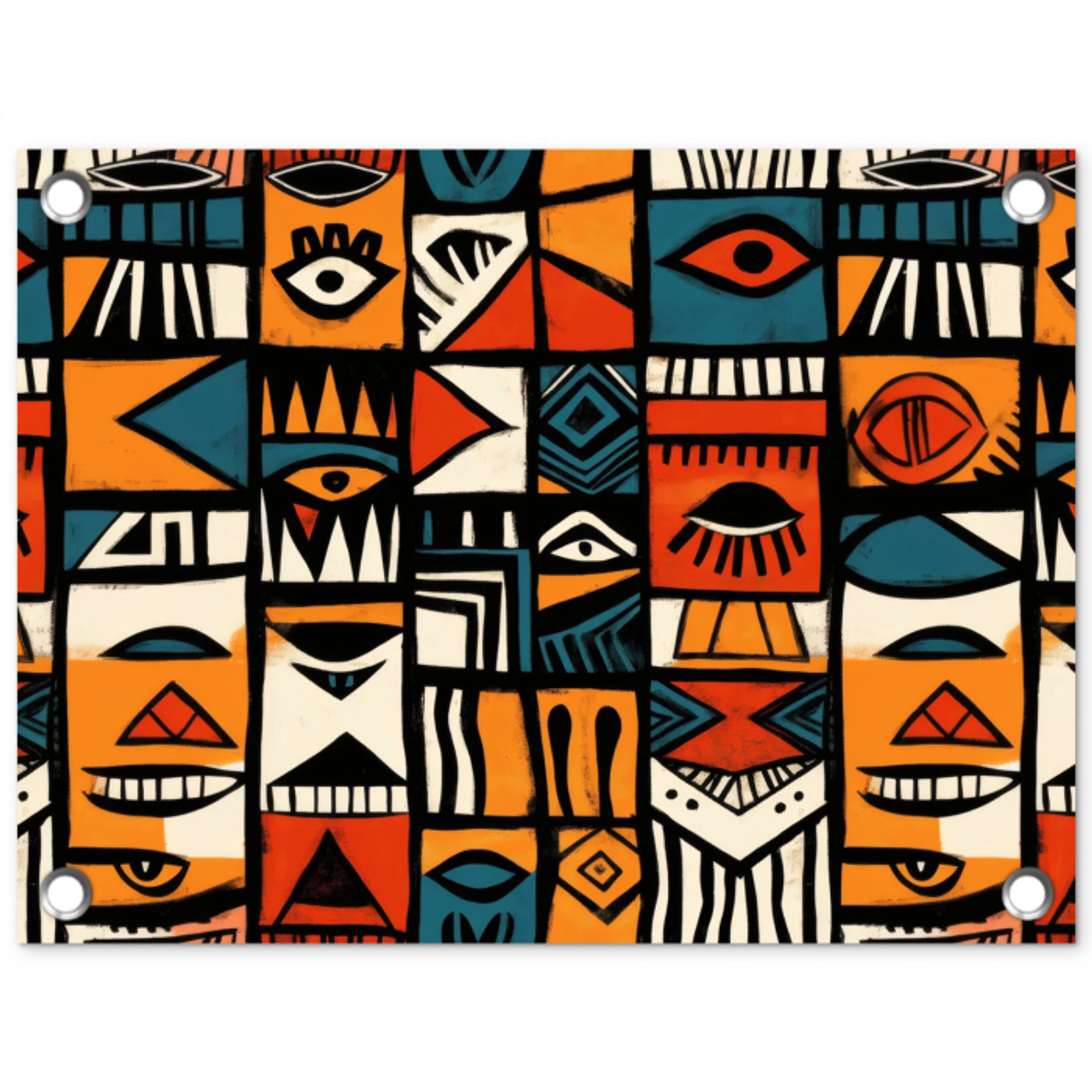 Abstract - Gezichten - Mozaïek tuinposter los doek klein -3d