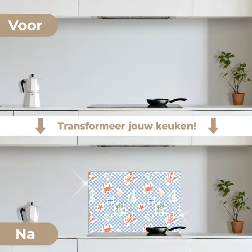 Zee - Sfeer -  Zeilboot - Blauw keuken achterwand spatscherm klein 900 -voor_na_NL
