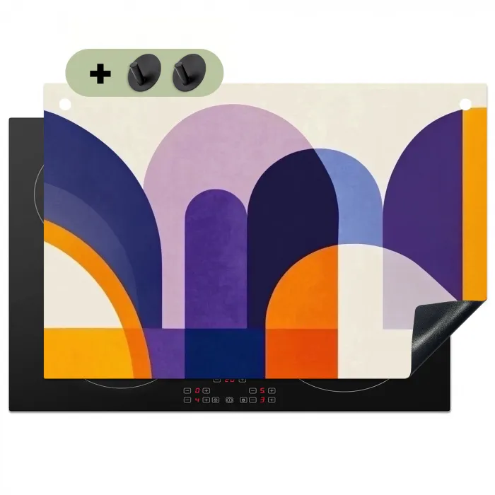 Vormen - Abstract - Grafisch - Oranje Inductie beschemer met haakjes klein -3d