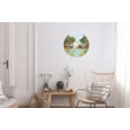 Jungle - Oase - Dieren - Kleurrijk Wandcirkel aluminium klein -woonkamer