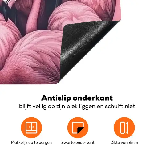Flamingo - Roze - Dieren Inductie beschermer vinyl 3mm klein -zzzzzzz-td-onderkant