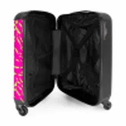Felroze tijgerprint met limoengroene strepen NBS - Handbagage koffer - Volwassenen Unisex middel -binnenkant