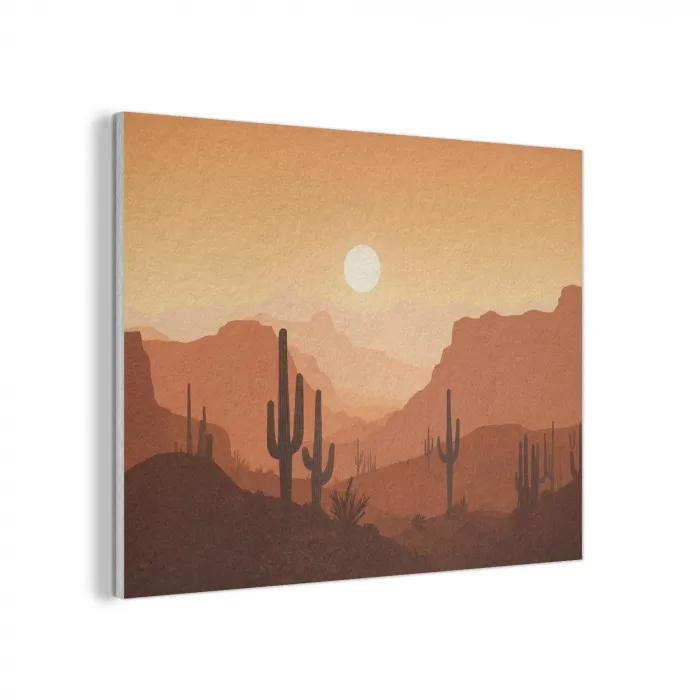 Landschap - Woestijn - Cactussen - Zon PET vilt klein -3d