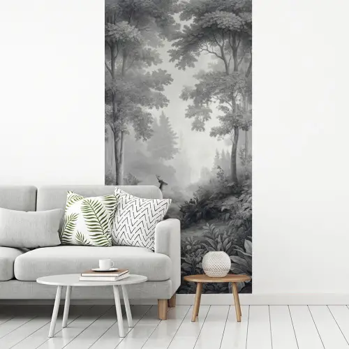 Bos - Hert - Zwart - Wit fotobehang vinyl groot -woonkamer
