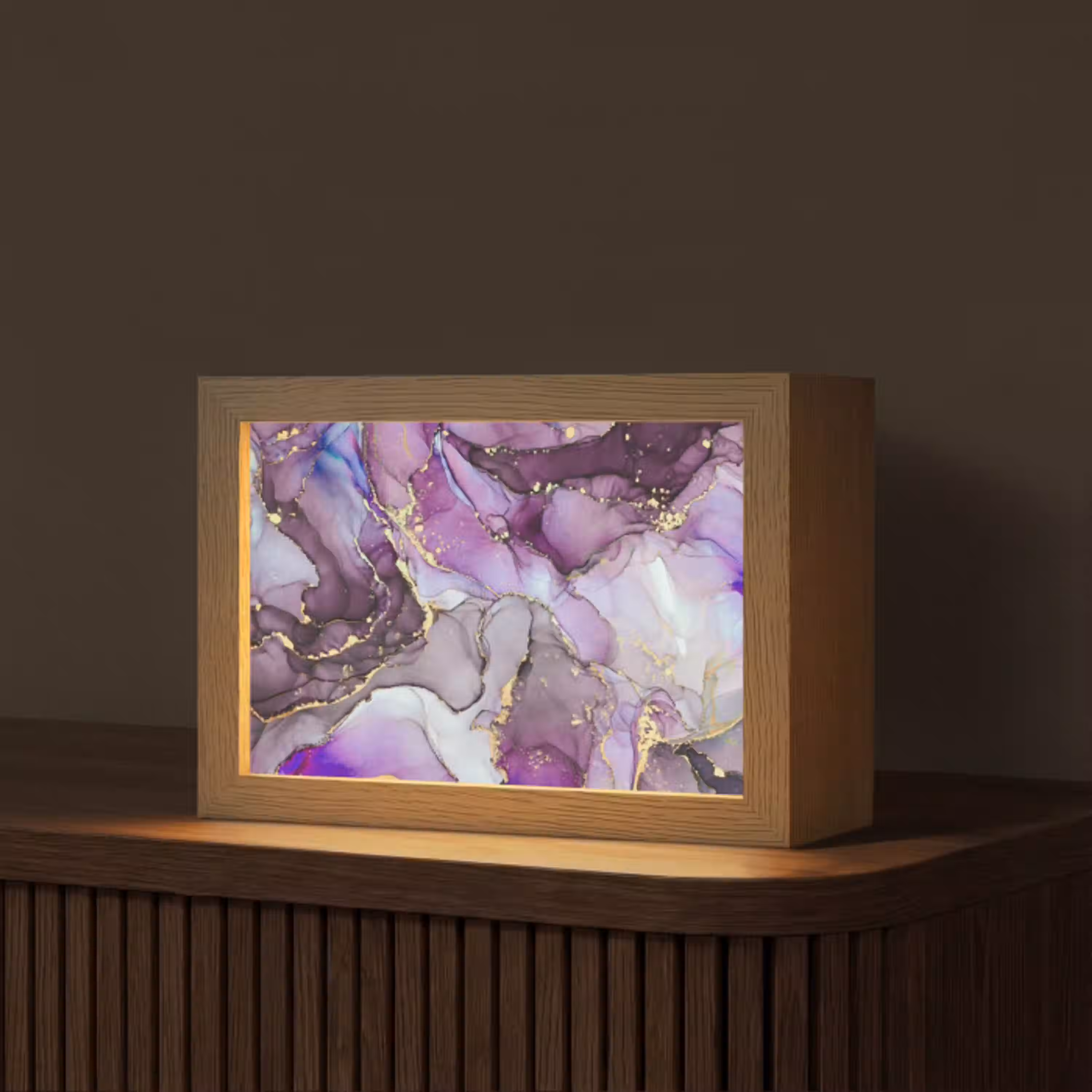 Marmer - Roze - Paars - Gold Light Box met kabel (Tafellamp) klein -z3d_website