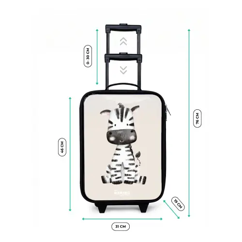 Zebra portrettekening met beige achtergrond Kinderkoffer - Zwart klein -productfoto_formaten