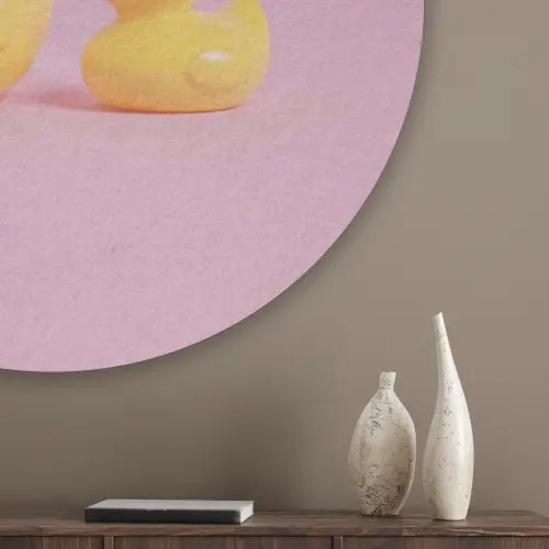 Eendjes - Vrolijk - Roze Akoestische PET Vilt - Rond klein -sfeer5_closeup