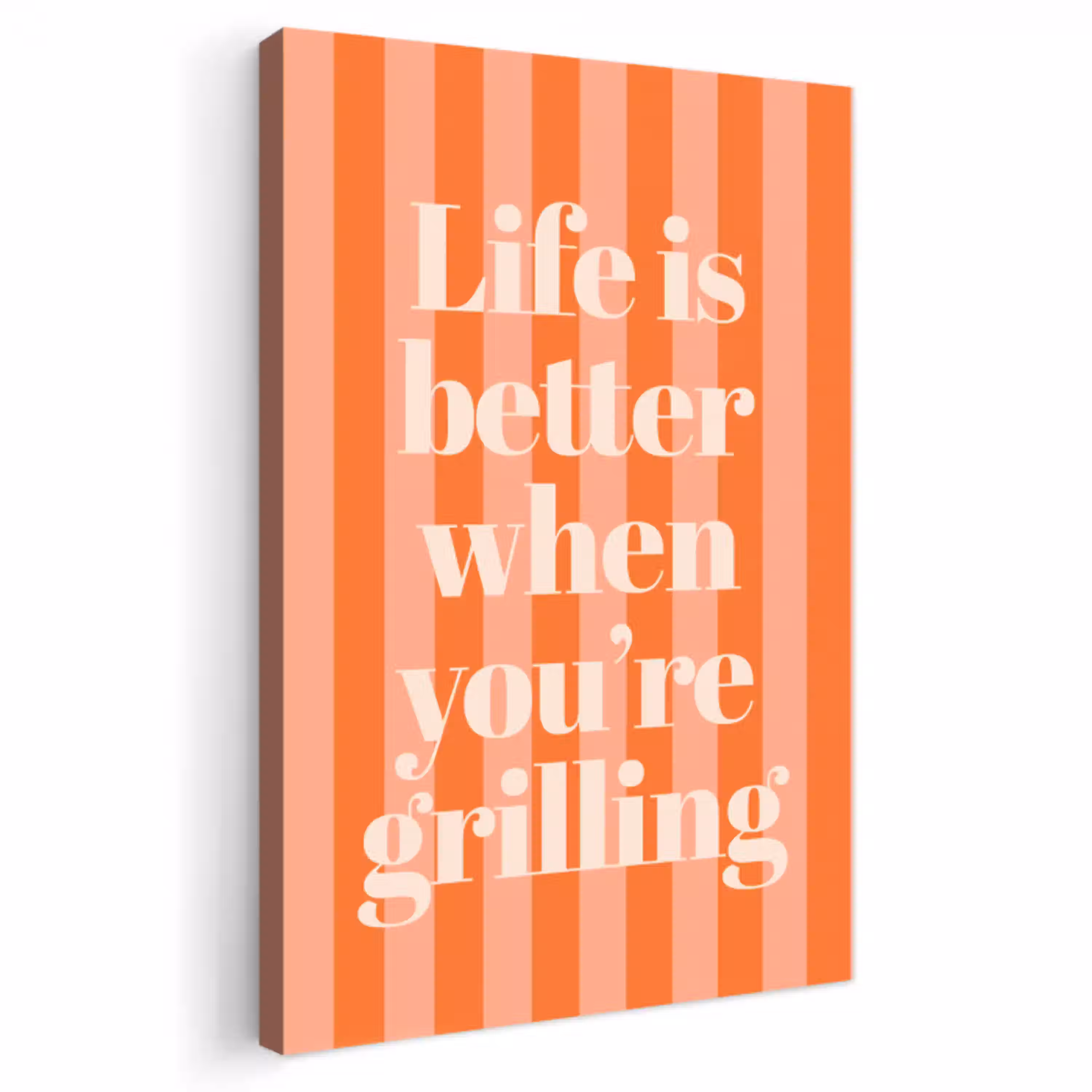 Tekst - Gestreept - Oranje - Zomer canvas 2cm klein -3d