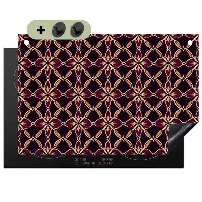 Symmetrisch - Tegel - Burgundy Inductie beschemer met haakjes klein 777 -3d