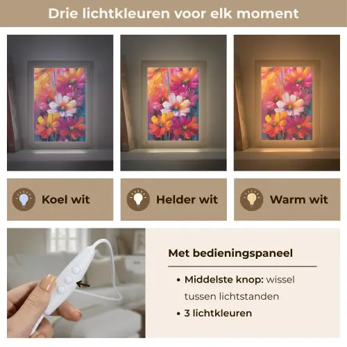 Felle bloemen - Dynamisch - Levendig Light Box met kabel (Tafellamp) klein -USP_lichtkleurNL