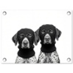 Honden - Bivakmuts - Zwart - wit tuinposter los doek klein -3d