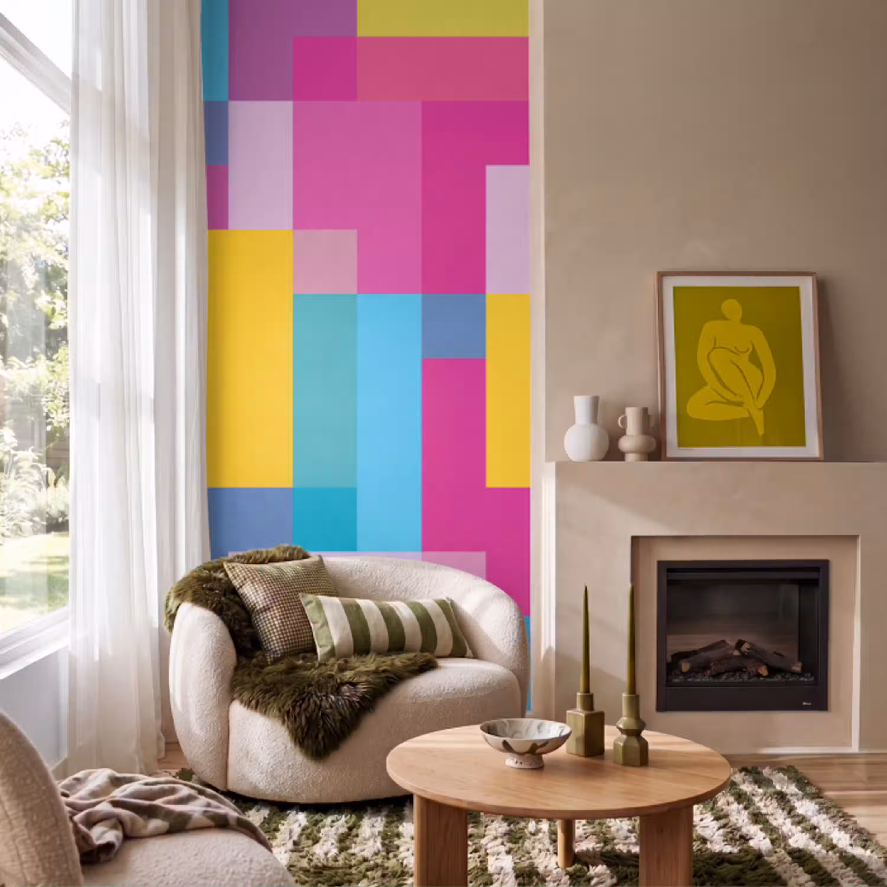Abstract - Geometrisch - Kunst - Kleurrijk - Modern Behang Vlies klein -sfeer2